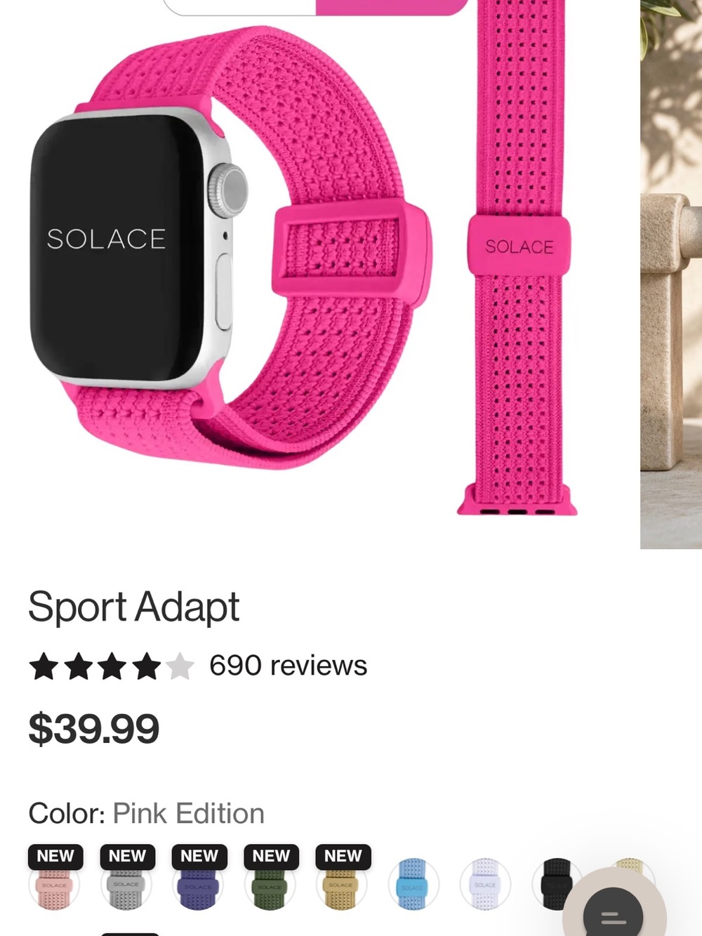 Solace Sport Adapt Woven Apple Watch Band - Vibrant Pink